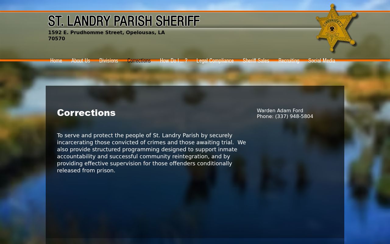 St. Landry Parish arrest search Corrections Division