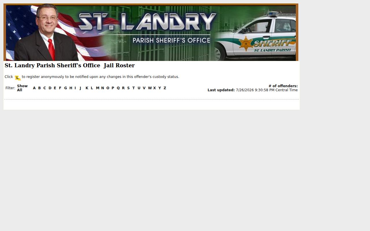 St. Landry Parish arrest and custody lookup route