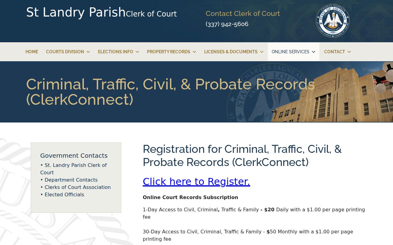 St. Landry Parish court case lookup subscription plans