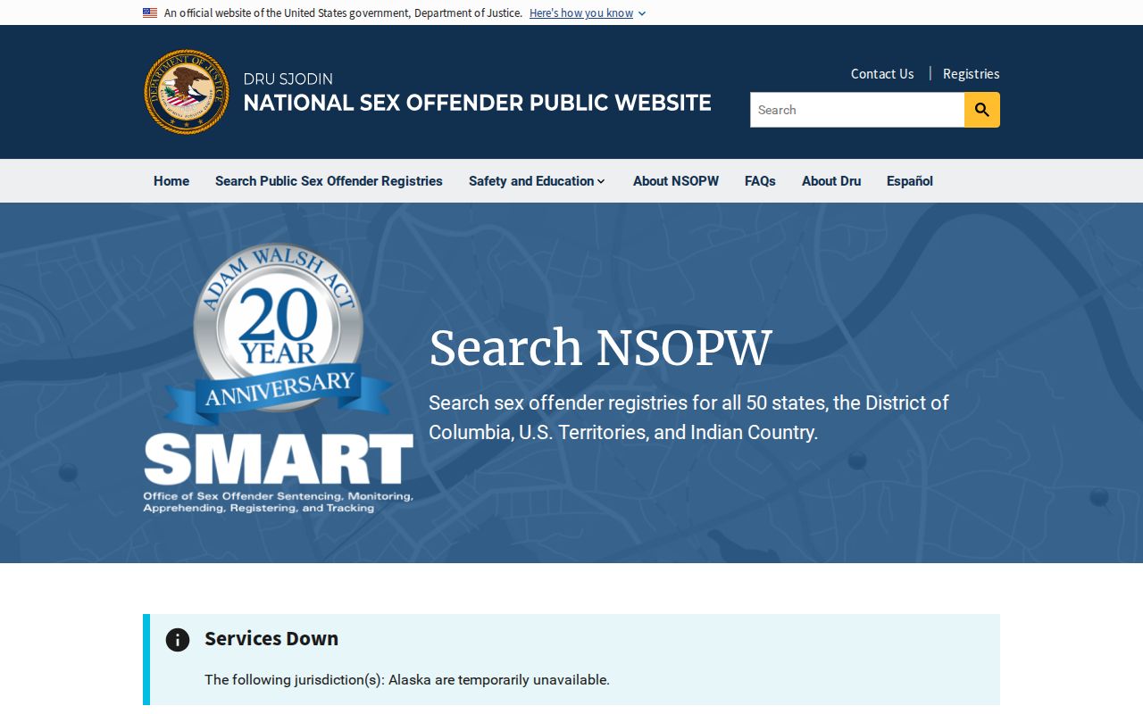 National Sex Offender Public Website multi-jurisdiction search