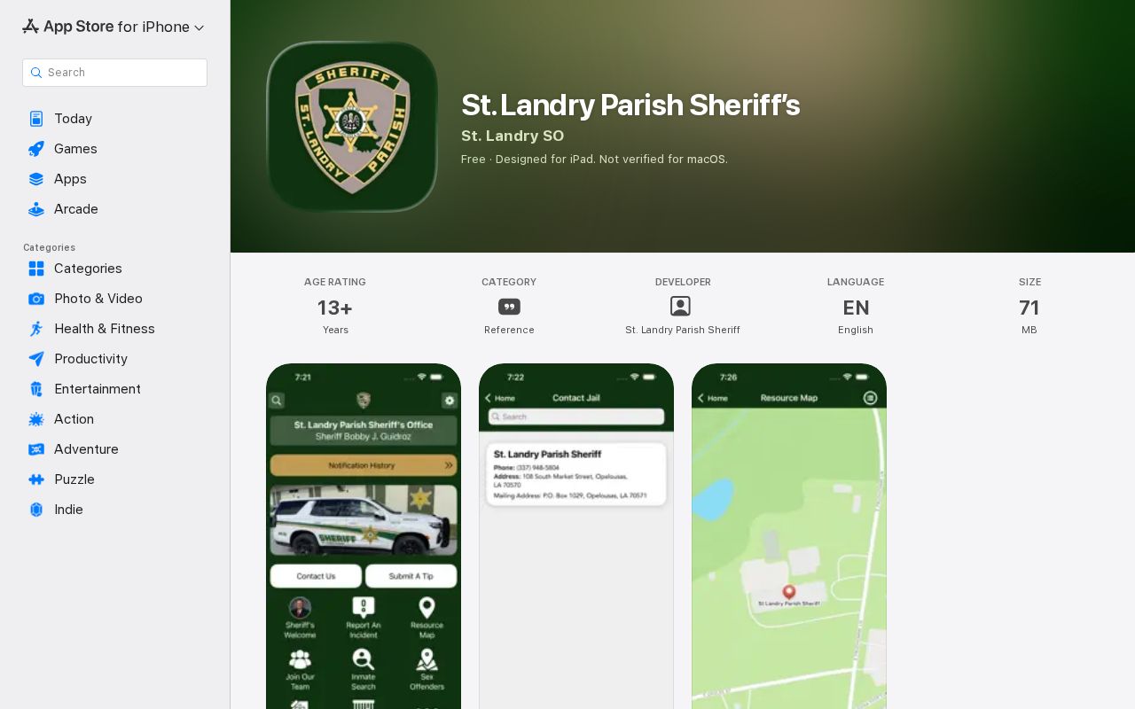 Official St. Landry Parish Sheriff's app listing